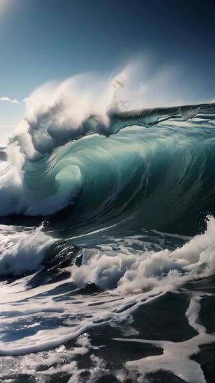 ai généré plage vagues poussée à travers le vaste mer, affichage le Puissance de la nature avec une toile de fond de bleu ciel, création une captivant côtier scène avec blanc mousse et le dynamique énergie de une été Waves Landscape Photography, Wave Images Ocean, Wave Aesthetic, Wave Photo, Huge Waves Scary Ocean, Blue Ocean Waves Aesthetic, Ariel, Rome, Nautical