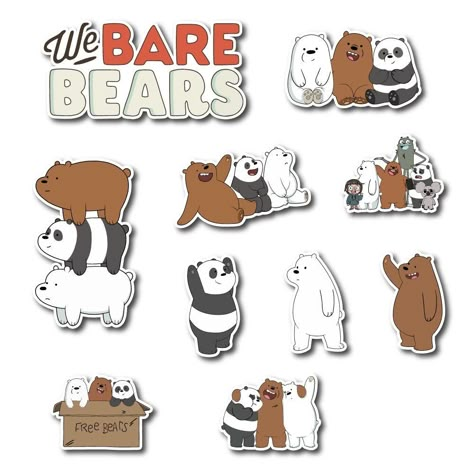 We Bare Bears Stickers, Bare Bears Stickers, Beruang Grizzly, Bears Stickers, Preppy Stickers, Homemade Stickers, We Bare Bears Wallpapers, Iphone Case Stickers, Tumblr Stickers