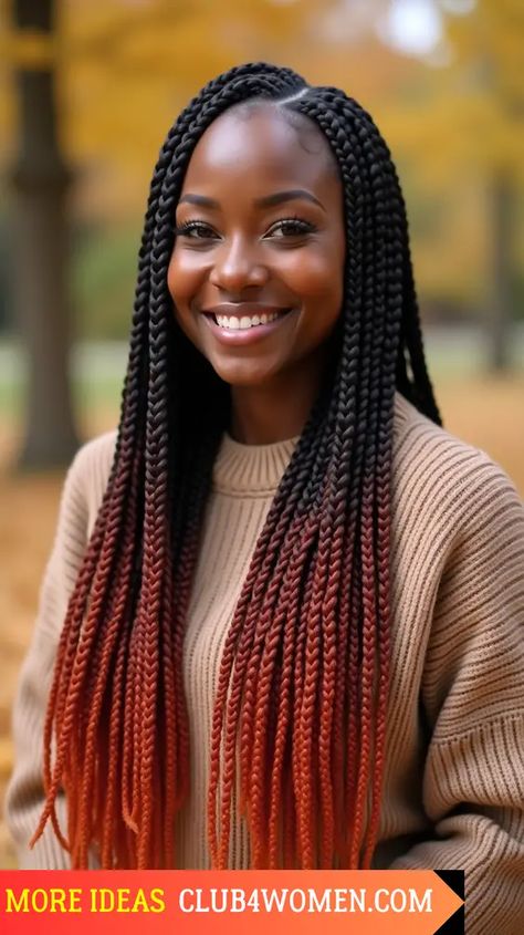 Fall Box Braids Black Women, Fall Box Braids, Fall Braids Black Women, Classic Box Braids, Braids Black Women, Hairstyles For Fall, Fall Braids, African American Braided Hairstyles, Halo Braid