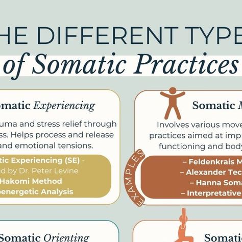 Primal Trust™ - Dr. Cathleen King on Instagram: "Ever feel confused by the term "somatics"? You're not alone! Our latest infographic breaks down six different categories of somatic practices—experiencing, movement, orienting, yoga, awareness, and psychotherapy—so you can find the one that best fits your needs.   One of the highlighted practices is the Feldenkrais Method, a gentle, mindful approach to movement that helps you reconnect with your body and unlock its full potential. By focusing on how you move, this method can ease chronic pain, improve mobility, and enhance your overall well-being.  Primal Trust™ incorporates Hanna Somatics (also a Somatic Movement practice listed here), which, like Feldenkrais, helps you release stored tension and improve body awareness for better nervous sy Somatic Release, Movement Practice, Somatic Movement, Feldenkrais Method, Nervous System Regulation, Improve Mobility, Youre Not Alone, Body Awareness, You're Not Alone