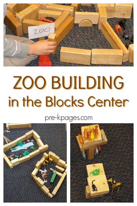 A great hand-on building activity for kids to create during a zoo theme! A great way to work on early fine motor skills and imagination. #ZooTheme #preschool Classroom Stem Activities, Zoo Building, Dear Zoo Activities, Zoo Activities Preschool, Blocks Center, Zoo Lessons, Zoo Animals Preschool, Zoo Animal Activities, Preschool Zoo Theme