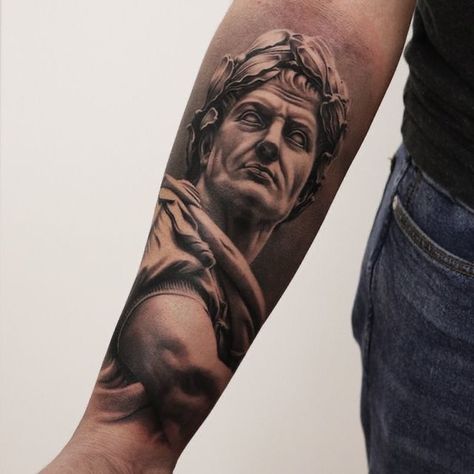 Cesar Tattoo, Calf Sleeve Tattoo, Cherub Tattoo, Full Leg Tattoos, Greek Mythology Tattoos, Men Tattoos Arm Sleeve, Mythology Tattoos, Greek Tattoos, Dark Art Tattoo