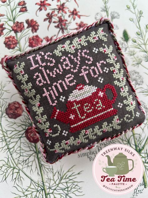 Red Teapot, Time For Tea, Relaxing Tea, Needle Minders, Cross Stitch Chart, Counted Cross Stitch Patterns, Stitch Design, Cross Stitch Designs, Pattern Paper