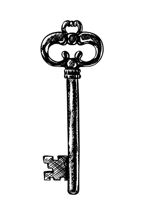 Antique Key Tattoos, Key Tattoo Designs, Key Drawings, Key Icon, Key Tattoos, Key Tattoo, Old School Tattoo Designs, Old Key, Hand Drawn Icons