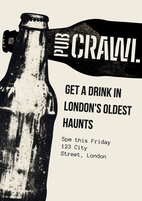 Pub crawl poster template | premium image by rawpixel.com / Saveshitz Pub Crawl Poster, Beer Design Poster, Beer Poster Ideas, Pub Poster, Poster Beer, Beer Posters, Poster White, Beer Poster, Beer Design