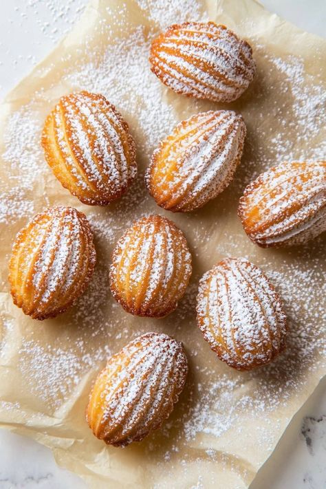 These soft, buttery Madeleines are golden with a hint of lemon and vanilla, perfect for a sweet, elegant treat that melts in your mouth with every bite! Madeline Recipe French, French Madeleines Recipe, Lemon Madelines, Madeline Recipes, Madelines Recipe, French Madeleines, Madeleines Recipe, Meal Train, Elegant Cookies