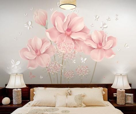 Stylish Wallpaper, Little Butterfly, Flower Wall Decals, Textile Wall Art, Entry Way Design, Pink Hydrangea, Decoration Inspiration, Wallpaper Living Room, Accent Wallpaper