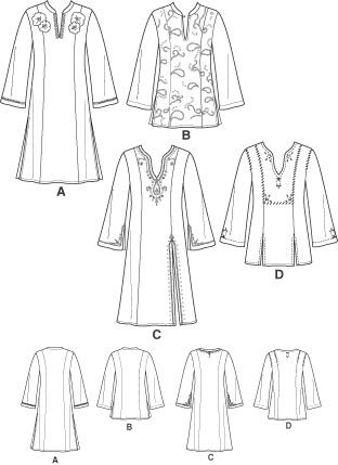 Simplicity 4528 Kurta Sketch Women, Tunic Illustration, Kurti Flat Sketch, Kurti Illustration Sketch, Kurta Sketch, Quilt Illustration, Sew Dress, Fashion Illustration Collage, Quilted Purse