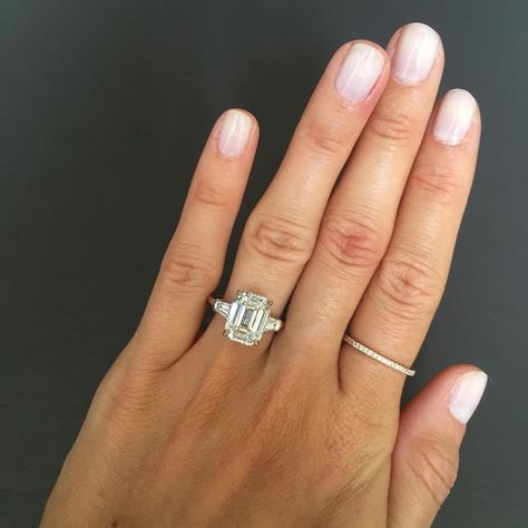 Amal Clooney's Emerald-Cut Engagement Ring Is a 7-Carat Dream Engagement Ring With Tapered Baguettes, Morganite Engagement Ring Rose Gold, Emerald Cut Engagement Ring, Baguette Engagement Ring, Emerald Cut Engagement, Emerald Engagement Ring Cut, Morganite Engagement, Dream Engagement Rings, Diamond Anniversary Rings