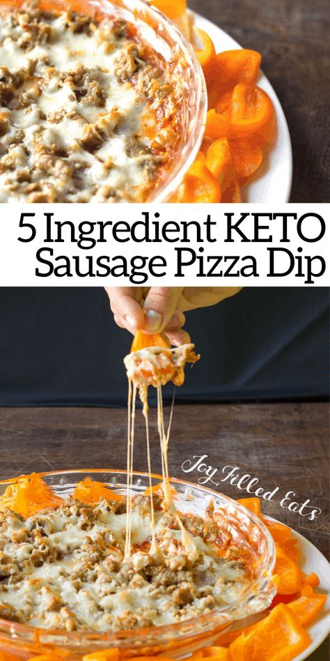 This easy Pizza Dip will be your favorite party dip. It has all the flavors of the best sausage pizza in an easy and healthy dip that pairs perfectly with fresh veggies. It has only Five Ingredients, is Low Carb, Keto, and THM S #appetizer #gameday #partyfood #tailgating #app #lowcarb #lowcarbrecipes #lowcarbdiet #keto #ketorecipes #ketodiet #thm #trimhealthymama #glutenfree #grainfree #glutenfreerecipes #recipes Keto Sausage Pizza, Easy Pizza Dip, Keto Dips, Healthy Dip, Keto Sausage, Keto Appetizers, Pizza Dip, Sausage Pizza, Best Sausage