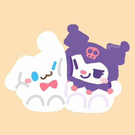 Hello Kitty And Cinnamoroll Together, Cinnamon Roll And Kuromi Matching Pfp, Kuromi And Cinnamoroll Wallpaper, Cinnamoroll X Kuromi, Cinnamoroll And Kuromi, Kuromi And Cinnamoroll, Kuromi Aesthetic, Blood Wallpaper, Cinnamoroll Kuromi