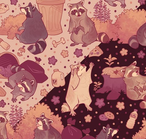 Fall Raccoon Wallpaper, Animal Screen Savers, Raccoon Art Wallpaper, Halloween Raccoon Pfp, Raccoon Desktop Wallpaper, Raccoon Spirit Animal, Raccoon Phone Wallpaper, Raccoon Aesthetic, Raccoon Wallpaper