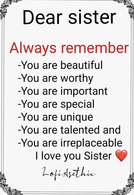 Sweet Quotes For Sister, Sister Quotes Short Cute, Small Sister Quotes, Quotes For Sisters Short, Sisters Poem, Sister Appreciation Quotes Heart, Thank You Sister Quotes, Sister Quotes Meaningful Short, Love For Sister Quotes Heart