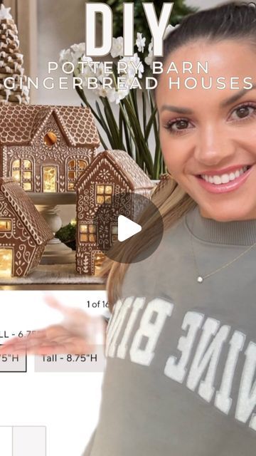 Diy White Houses Christmas, Gingerbread Houses Decorating, Diy Pottery Barn Gingerbread House, Pottery Barn Gingerbread House Diy, Easy Gingerbread House For Kids, Diy Gingerbread House Decorations Indoor, Pottery Barn Gingerbread House, Pottery Barn Duplicate Diy, Painted Christmas Houses Diy