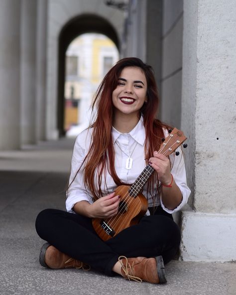 Person Playing Ukulele, Ukulele Pose Reference, Playing Ukelele Pose Reference, Ukulele Photoshoot, Senior Recital, Ukulele Photography, Headshot Inspiration, Pic Inspiration, Teacher Photo