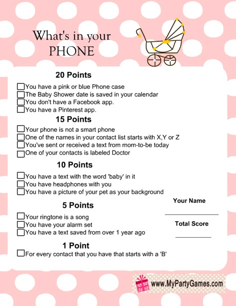 Free Printable What's in your Phone Baby Shower Game Baby Jeopardy, Free Printable Baby Shower Games, Free Baby Shower Games, Sprinkle Shower, Sprinkle Baby Shower, Free Baby Shower, Baby Shower Stuff, Shower Stuff, Before Baby