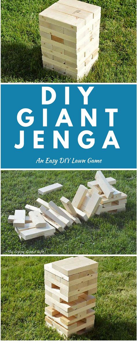 Jenga Diy, Giant Jenga Game, Backyard Games Diy, Picnic Games, Diy Yard Games, Group Games For Kids, Night Camping, Jenga Game, Board Games Diy