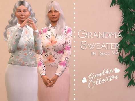 Sims 4 Cc Grandma Clothes, Granny Clothes, Grandma Dress, Granny Dress, Grandma Clothes, Sims 4 Decades Challenge, Bump Hairstyles, Die Sims 4, Sims 4 Cas Mods