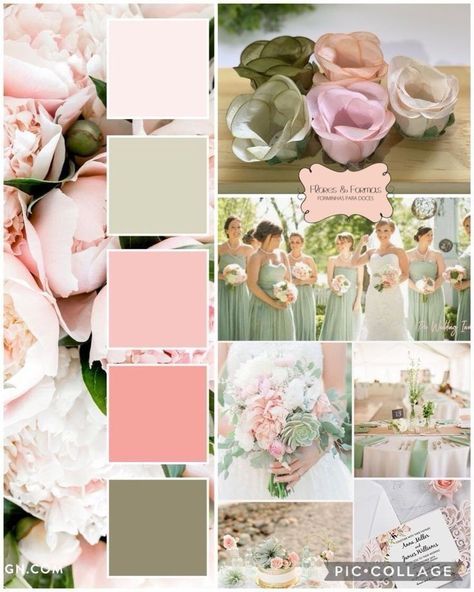 Pastel Pink Wedding Theme Colour Palettes, Wedding Color Themes Colour Palettes, Wedding Color Schemes Pink, Wedding Theme Colors Colour Palettes, Blush Pink Wedding Theme, Pink And Green Wedding, Baby Pink Wedding, Wedding Theme Color Schemes, French Country Wedding