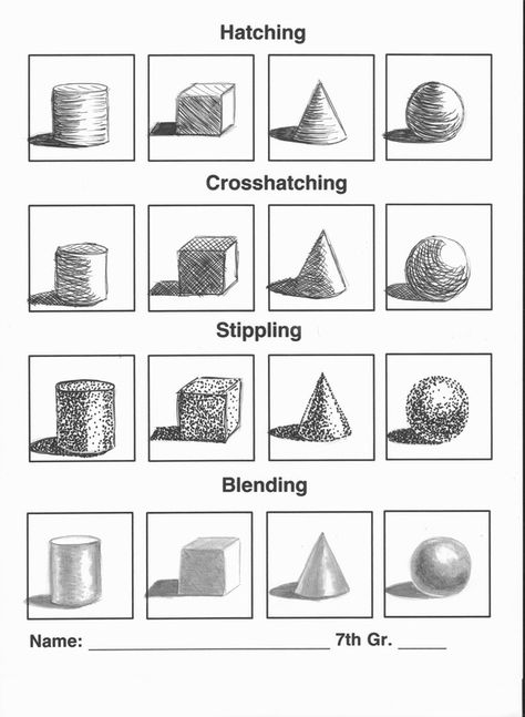 Copy this to practice shading techniques.                                                                                                                                                                                 More Trin For Trin Tegning, Art Handouts, Arte Doodle, Art Basics, Shading Techniques, Art Worksheets, Principles Of Art, Colored Pencil Techniques, Drawing Exercises