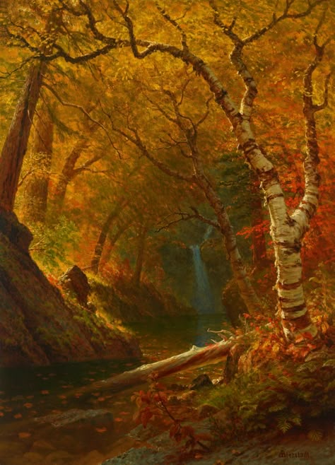 ALBERT BIERSTADT (1830-1902) Worldbuilding Art, Albert Bierstadt Paintings, Hudson River School Paintings, Scenic Painting, Decor Palette, Albert Bierstadt, Hudson River School, Old Paintings, High Fantasy