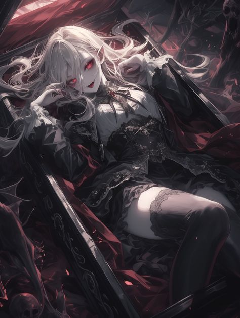 Vampire Anime Female, Female Demon Art, Female Vampire Art, Anime Vampire Female, Guys Illustration, Vampire Female, Vampire Oc, Dark Evil, Vampire Girls