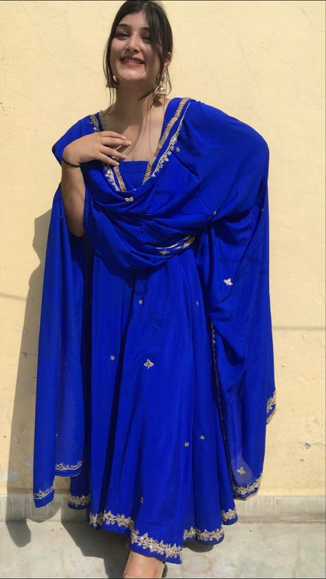 Royal Blue Salwar Suit, Royal Blue Punjabi Suit, Blue Anarkali Suits, Blue Anarkali Dress, Blue Anarkali, Royal Blue Suit, Anarkali Dress Pattern, Traditional Outfit, Long Kurti Designs