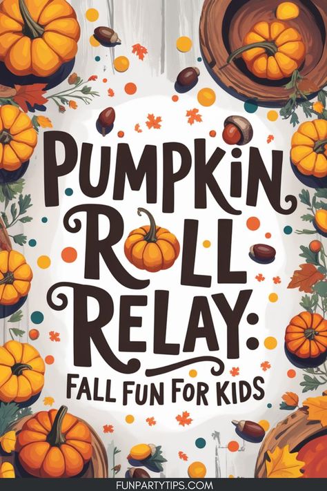 Get ready for a rolling good time with the "Pumpkin Roll Relay for Kids"! This fun, family-friendly game has kids racing to roll their pumpkins to the finish line. It’s an easy game for fall gatherings, adding loads of laughter and excitement to any Thanksgiving or autumn parties. Perfect for parties, classrooms, or family fun in the backyard! Relay Games, Family Friendly Games, Kids Races, Funny Fall, Fall Games, Relay Races, Fall Gathering, Party Tips, Pumpkin Roll