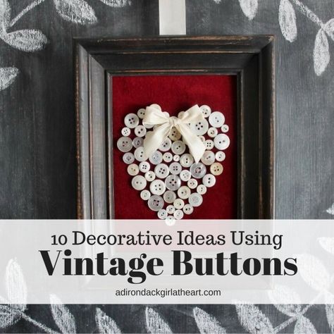 10 Decorative Ideas Using Vintage Buttons Vintage Buttons Crafts, Button Art Projects, Buttons Crafts Diy, Button Creations, Vintage Sewing Notions, Decorative Ideas, Vintage Jewelry Crafts, Deco Originale, Button Picture