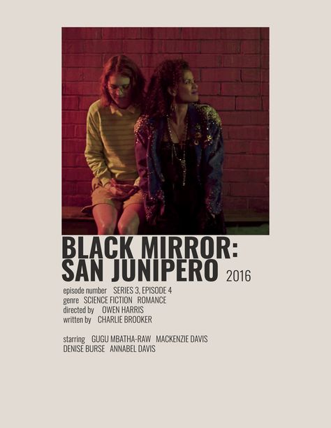 San Junipero Poster, Wlw Polaroid, Black Mirror San Junipero, Polaroid Movie Poster, San Junipero, Mackenzie Davis, Gugu Mbatha Raw, Polaroid Posters, Queer Art