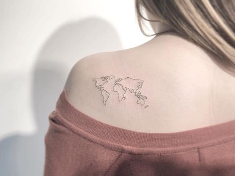 Playground Tattoo on Instagram: “. . World Map. . . #tattoo #tattoos #tattooartist #smalltattoo #design #linetattoo #tattooed #ink #art #illustration #일러스트 #drawing #미니타투…” World Map Tattoo, Playground Tattoo, World Map Tattoos, Map Tattoo, Map Tattoos, Line Tattoos, Tattoo On, Future Tattoos, Ink Art