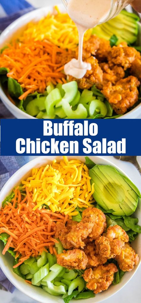 Buffalo Salad, Spicy Ranch Dressing, Buffalo Chicken Burgers, Spicy Ranch, Chicken Carrots, Buffalo Chicken Pasta, Buffalo Chicken Salad, Friends Recipes, Romaine Salad