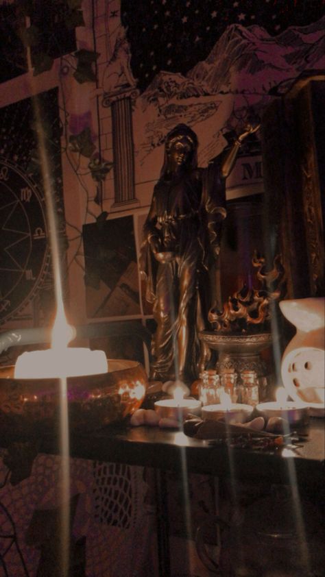 Hades Alter, Hestia Goddess Aesthetic, Hestia Altar, Hestia Wallpaper, Hestia Art, Hestia Statue, Hestia Aesthetic, Hestia Goddess, Cabin Aesthetics