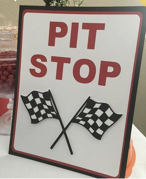 Cars Movie Decorations, Pit Stop Sign, Cars Birthday Party Food, Disney Cars Birthday Party, Race Theme, Disney Cars Theme, Cars Birthday Party, 2nd Birthday Party For Boys, Disney Cars Party