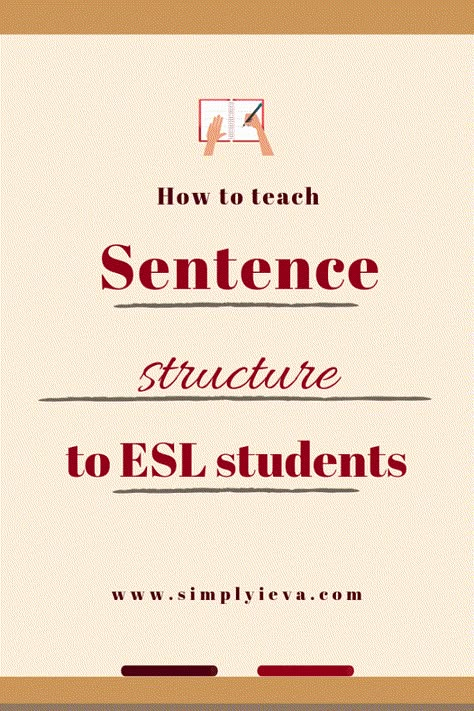 How to teach ESL beginners: how to teach sentence structure to your English learners. Esl Sentence Structure Activities, Esl Teaching Elementary, Esol Teacher, Teaching Sentence Structure, Chinese Conversation, Esl Beginners, English Sentence Structure, Sentence Structure Activities, Teaching Sentences