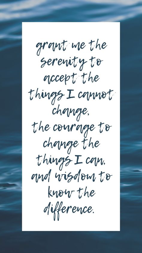 The serenity prayer on top of a background image of the ocean Blue Ocean Wallpaper, Prayer Wallpaper, Diy Faux Brick Wall, Reinhold Niebuhr, Faux Brick Wall, Faux Brick Walls, Prayer Service, Courage To Change, Serenity Prayer