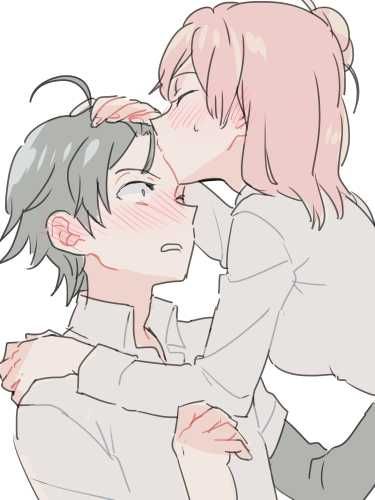 1.4% of the viewers on MAL dropped Oregairu, making it 15th on the list of least dropped. - Imgur Forehead Kisses Art, Cute Drawings For Him, Forehead Kiss, Kissing Drawing, Drawings For Him, Anime Places, Kiss Art, Nose Drawing, Forehead Kisses