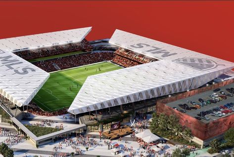 St. Louis soccer stadium shapes up as a sleek square, first renderings show | Metro | stltoday.com Italian Neighborhood, School Sketches, Downtown St Louis, Stadium Architecture, Mls Soccer, Stadium Design, Soccer Stadium, Sport Park, Sports Stadium