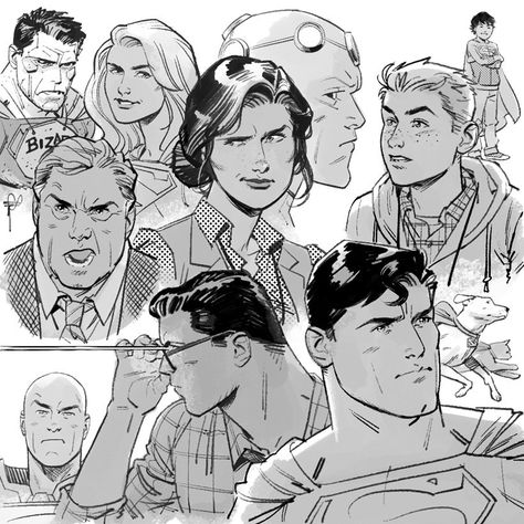 Evan "Doc" Shaner Shorthand Drawing, Evan Shaner, Doc Shaner, Superman Drawing, Comic Book Art Style, Adventures Of Superman, Superman Art, Between Two Worlds, Face Drawing Reference