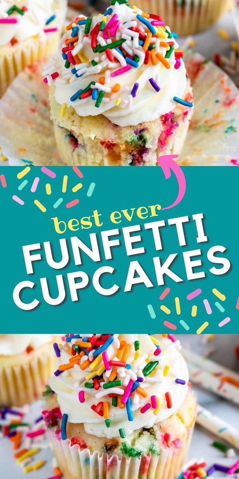 Funfetti Cupcakes Recipe, Homemade Birthday Cupcakes, Giant Cupcake Recipes, Homemade Funfetti Cupcakes, Funfetti Cupcake Recipe, Easy Cupcake Recipe, Funfetti Cupcakes, Crazy For Crust, Hello Cupcake