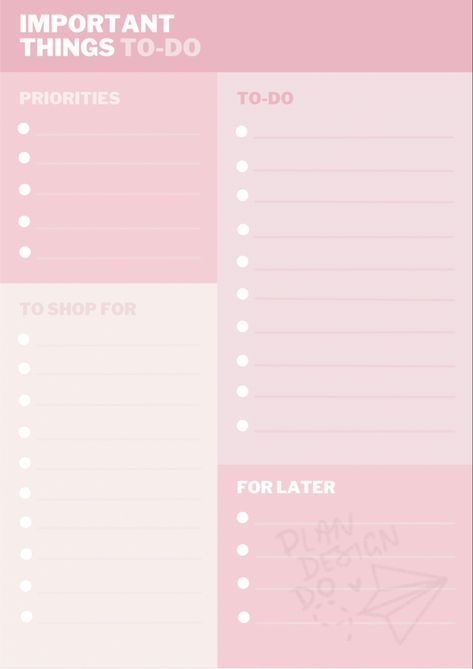 Pink To Do List Template, Bullet Journal To Do List, Pink To Do List, Tasks List, Organization Planner, Digital Bullet Journal, Goal Setting Template, Priorities List, Nursing School Notes