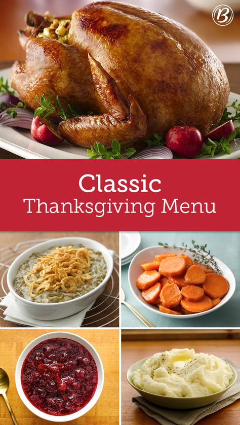 Thanksgiving: It’s the quintessential family celebration and nostalgia rules the day. Planning a traditional meal is easy with the help of this menu that's chock-full of classics, including green bean casserole, scratch cranberry sauce, corn pudding and a juicy roast turkey. Thanksgiving Dinner Recipes Traditional, Classic Thanksgiving Menu, Thanksgiving Essentials, Day Planning, Southern Thanksgiving, Thanksgiving Dinner Menu, Thanksgiving Dinner Recipes, Corn Pudding, Turkey Recipes Thanksgiving