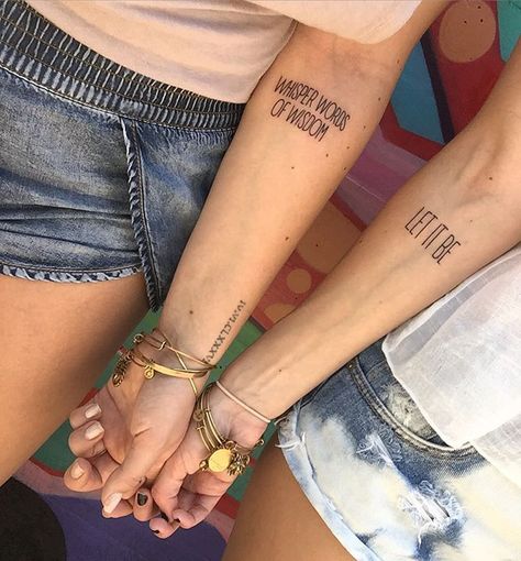 55 Creative Tattoos You'll Want to Get With Your Best Friend Small Bff Tattoos, Small Best Friend Tattoos, Sister Tattoo Designs, Forever Tattoo, Matching Best Friend Tattoos, Matching Sister Tattoos, Lyric Tattoos, Bff Tattoos, Friendship Tattoos