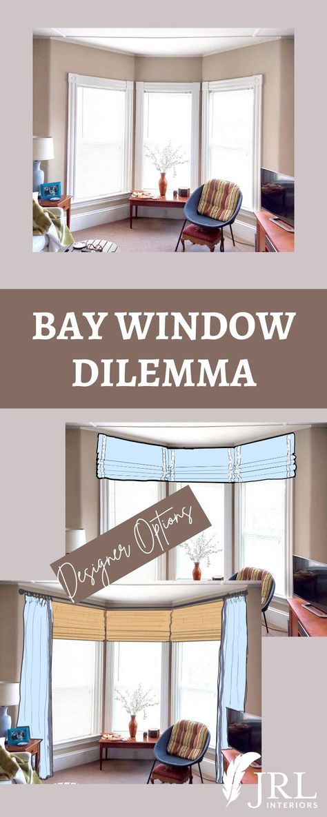 How to Choose the Best Window Treatments for a Bay Window Bay Window Coverings Living Room, Curtain Rod For Bay Window, Bay Window Drapes Ideas, Curtains In Bay Window Ideas, Hall Windows Ideas, Bay Window Window Treatments, Front Bay Window Ideas, Bay Window Treatments Living Room, Small Bay Window Ideas