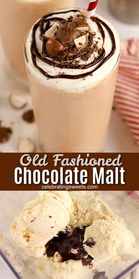 Every sip of this sweet and creamy Chocolate Malt is filled with nostalgic flavors. With only four ingredients and one step, you are minutes way from whipping up a chocolate malt any time you choose. Chocolate Milk Party Ideas, How To Make Homemade Malts, Malt Milkshake Recipes, Vanilla Malt Milkshake, Malt Recipes Milkshakes, Malt Shake Recipes, Chocolate Malt Recipe, Chocolate Malt Milkshake, Malted Milk Powder Recipes