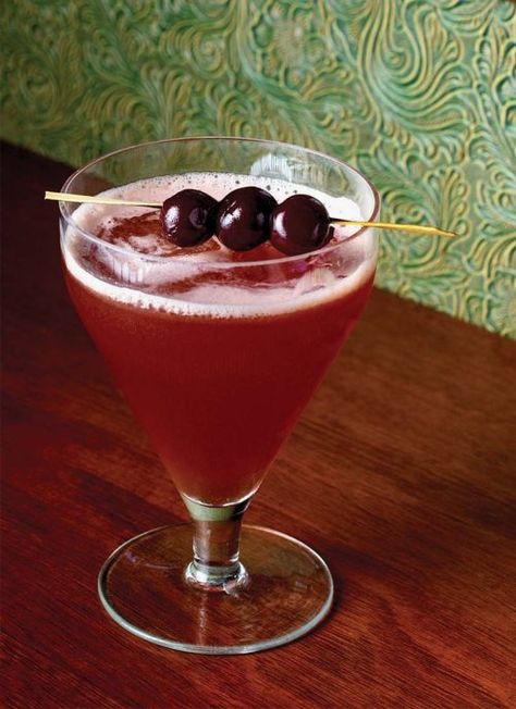 Cherry Bounce Cocktail Recipe | PUNCH Cherry Cocktails, Cherry Bounce, Cherry Syrup, Cherry Brandy, Cherry Cocktail, Martha Washington, Cherry Desserts, Cherry Recipes, Angostura Bitters