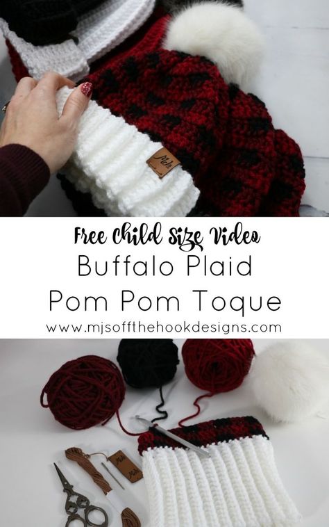 Crochet Buffalo, Plaid Crochet, Crochet Knit Hat, Bonnet Crochet, Off The Hook, Crochet Hats Free Pattern, Crochet Mittens, Haken Baby, Crochet Winter