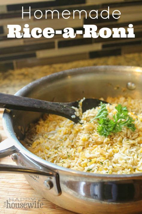 This homemade Rice-a-Roni is a delicious substitute for the box version and is perfect for families. It can also easily be made gluten free. Homemade Noodles For Soup, Ricearoni Recipes, Homemade Rice A Roni, Noodle Dinner, Rice A Roni, Tuna Noodle, Tuna Noodle Casserole, Happy Housewife, Homemade Noodles