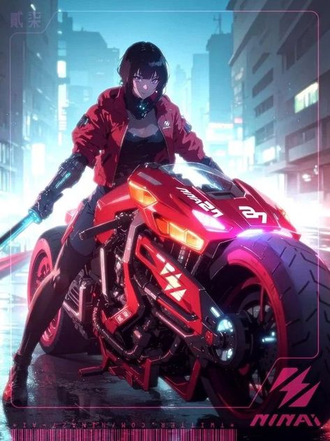 Nina 27 Moto Girl, Bike Photography, Cyberpunk Girl, Spaceship Art, Cyberpunk Aesthetic, Cyberpunk City, Arte Cyberpunk, Cyberpunk Character, Adventure Motorcycling