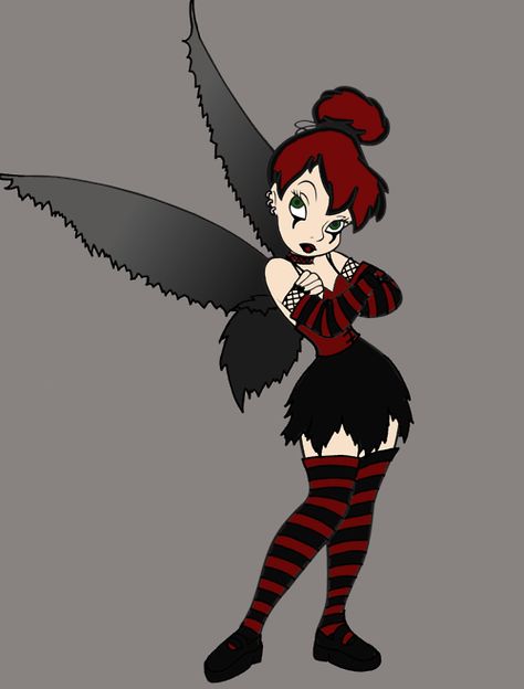 Goth Tinkerbell, I have this tattooed on my arm !! Love it !!! Goth Tinkerbell, Tinkerbell Wings, Emo Disney, Gothic Stickers, Goth Disney, Tattoo Disney, Disney Princess Tattoo, Princess Tattoo, Tinkerbell Disney